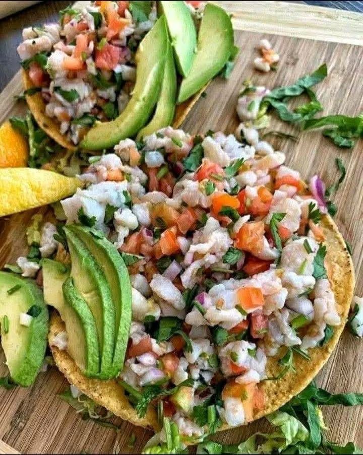 Tostada de ceviche camarón